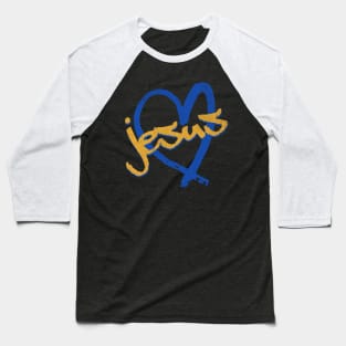 I Love Jesus Vintage 80's & 90's Blue and Dijon Baseball T-Shirt